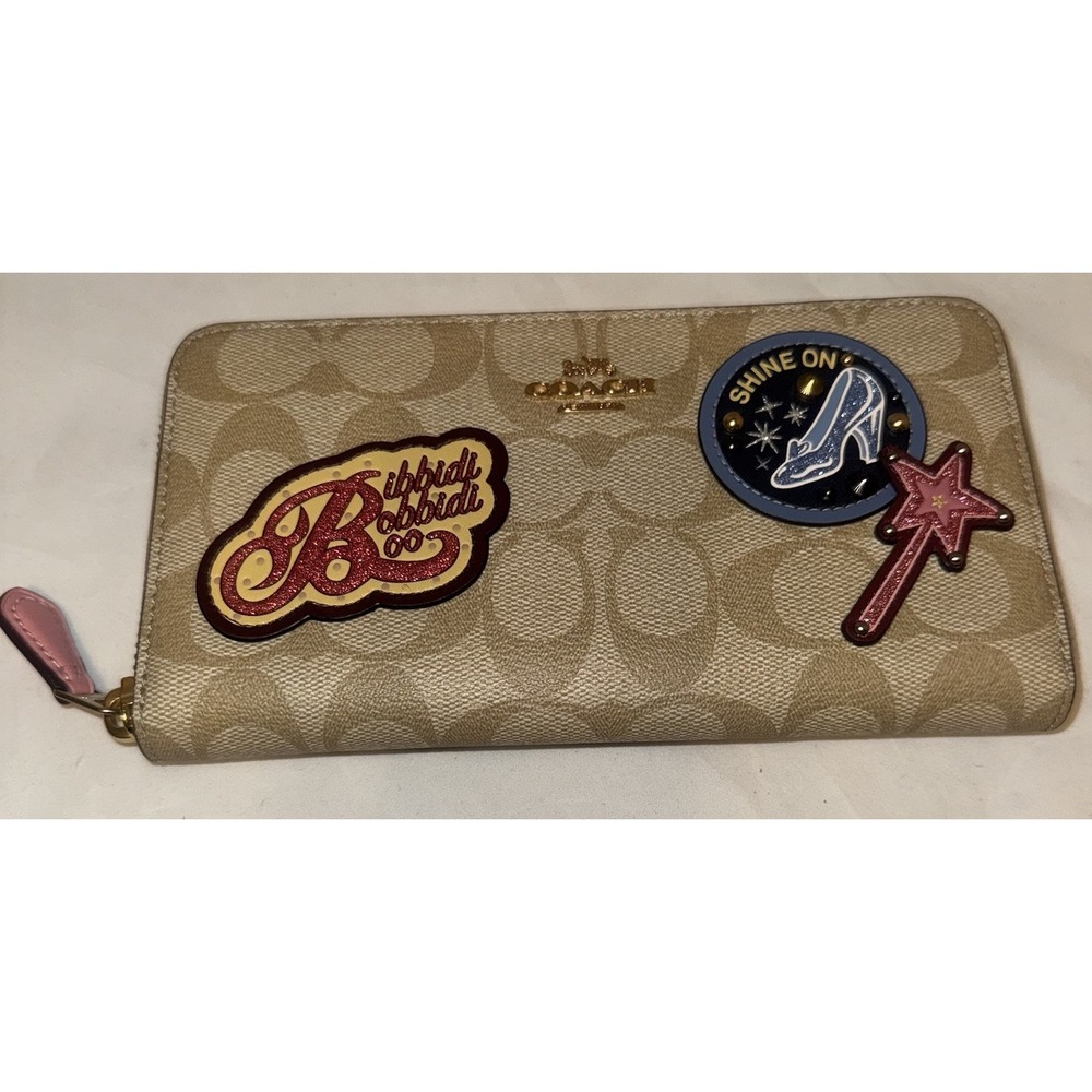 Coach x Disney Women's Signature Canvas Disney Patches Accordion Zip Wallet